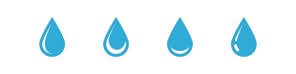 Water drop blue icon. Aqua symbol isolated vector set. Water bubble sign on white background
