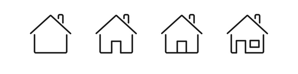 House icon set. Home building sign. Real estate house logo. Home line isolated vector symbol on white background.