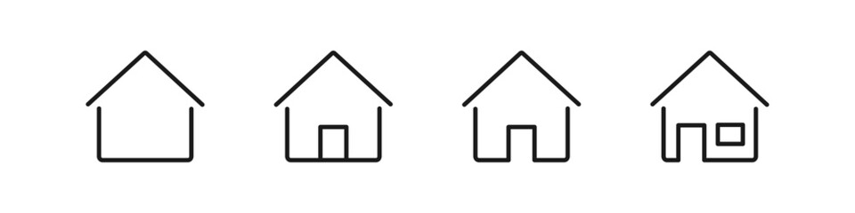 House icon set. Home building sign. Real estate house logo. Home line isolated vector symbol on white background.