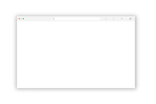 Browser Window Template. Website Page Mockup. Web Site Mock Up. New Tab Empty Window. Modern Browser Ui Isolated Vector.