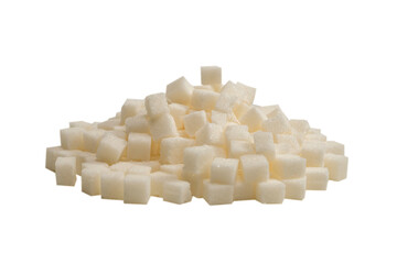 Sugar cubes isolated on white background.