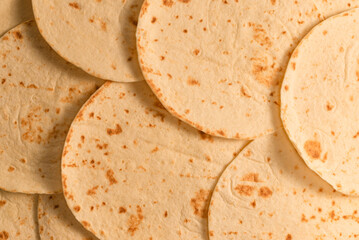 Grilled pitta bread isolated on white background.