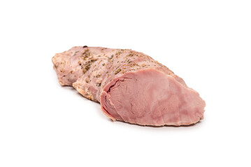 Boiled meat, boiled pork isolated on a white background.