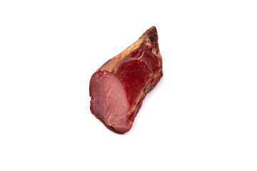 Smoked meat isolated on a white background. Top view.