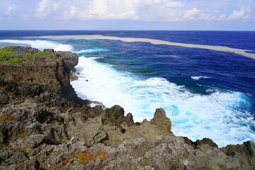 Fototapeta na wymiar 【沖縄県】波しぶきが上がる辺戸岬 / 【Okinawa】 Cape Hedo where the waves splash