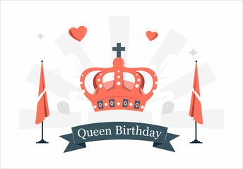queen's birthday. Queen's crown as a symbol of the kingdom