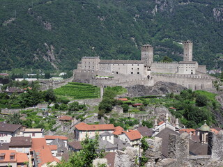 Naklejka premium Landscape with castel grande in Bellinzona city in Switzerland
