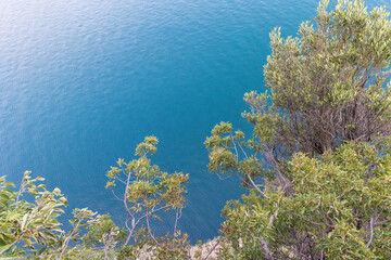 Fototapeta na wymiar View of Lake Garda from the Gardesana road near Gargnano