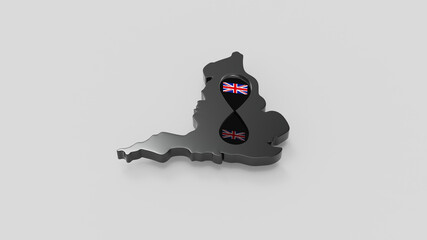side view of england map on white background