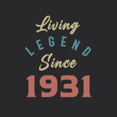 Naklejka na ściany i meble Living Legend since 1931, Born in 1931 vintage design vector