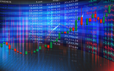 World stock market or forex trading in perspective graphic design with binary code for financial investment concept, vector illustration