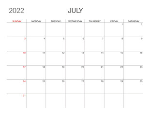 Calendar template for planners. Calendar 2022.