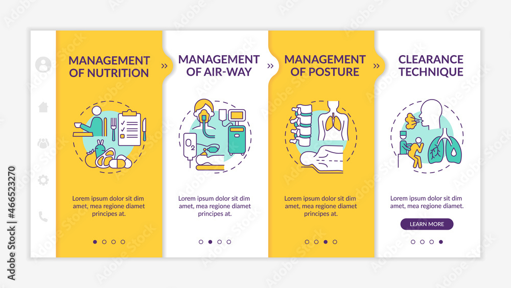 Poster pulmonary rehabilitation onboarding vector template. responsive mobile website with icons. web page 