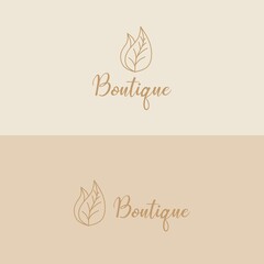 brown leaf outline logo design template, suitable for plant brand icons