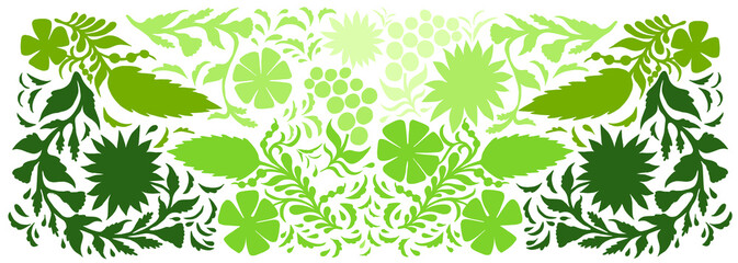 Fototapeta premium Abstract seamless pattern with isolated flowers silhouettes on white background. Vector illustration.