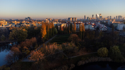 Fototapeta premium sunset over lake
