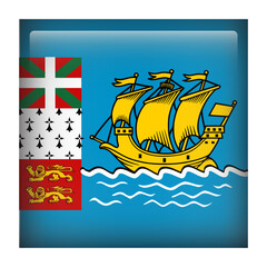 Saint-Pierre and Miquelon Square Country Flag button Icon