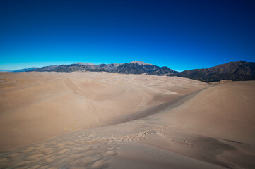 Fototapeta na wymiar Great Sand Dunes National Park landscape with Mountains in background