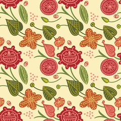 Fototapeta na wymiar Floral seamless pattern. Vector design for paper, cover, fabric, interior decor and other users.