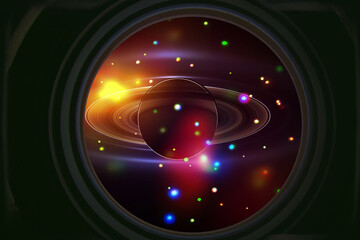 Highly detailed epic galaxy and stars. View from spacecraft. Elements of this image furnished by NASA.
