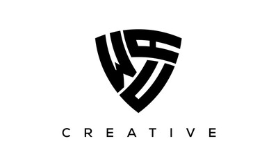 WUA letters logo, security Shield logo vector