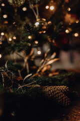 Merry Christmas, Happy Holidays cottage core preparations - mandarin oranges, cinnamon, pine cones,...