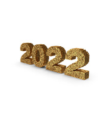 Golden 2022 Voxels 3d illustration