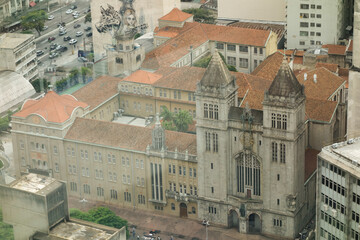 Sao Bento monastery building in Sao Paulo, Brazil. aerial view