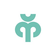 minimalist logo or vector cheerful green flower shape