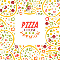 Square Banner for Pizza House or Pizzeria Vector Template