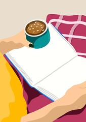 illustration - people reading a book