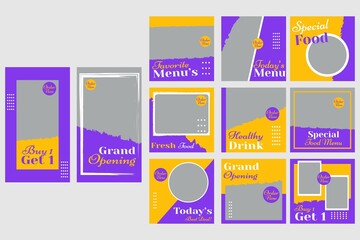 food social media template, Food menu banner social media post. Editable social media templates food and drink social media posts and stories
