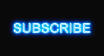 Subscribe word blue neon text message motion design animation isolated on black background - Powered by Adobe