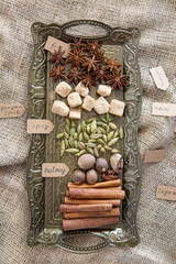 Assortment of spice for autumn dessert baking, specially for pumnkin spice cooking. 