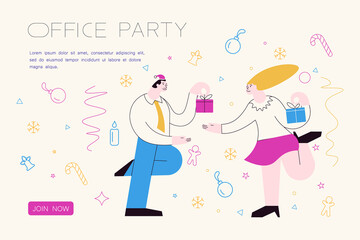 Landing webpage template of Christmas office party