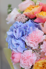 Flower composition of dried flowers. Macro photo. Wedding decor. A Beautiful bouquet of fresh flowers.