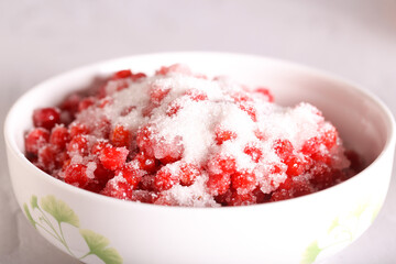 viburnum with sugar is fresh on the table