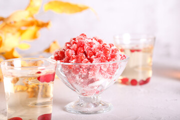 viburnum with sugar is fresh on the table