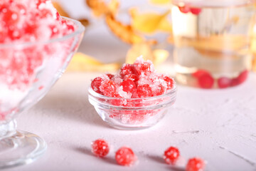 viburnum with sugar is fresh on the table