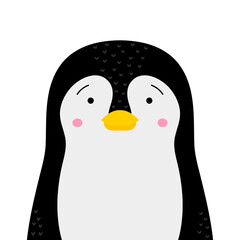 Cute little penguin. Vector illustration, isolated on a white background. Scandinavian cartoon style flat design. Concept for children print.
