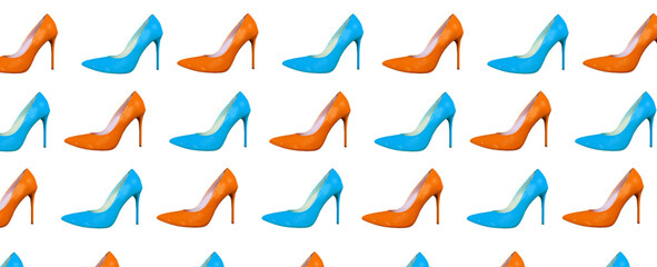 Obraz premium colored high heels isolated on white background 