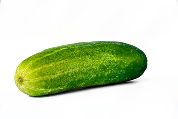 One cucumber for fresh vegetables, isolated on a white background