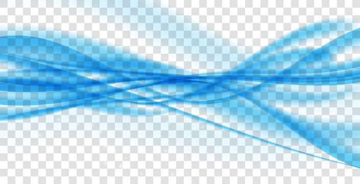 Abstract multiwave Blue Wave on Transparent Background. Vector Illustration