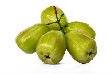 One ripe rose apple stalk and ready-to-eat, known as Jambu Madu Deli, has green colour and has a very sweet taste. This species comes from Deli Indonesia.