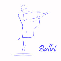 Ballet. Linear drawing of a ballerina. Silhouette of a ballerina girl dancing. Vector isolated on a white background