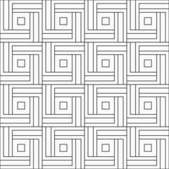 Vector seamless pattern. Modern stylish texture. Repeating geometric tiles simple geometric shapes. Outline pattern. Black and white background.