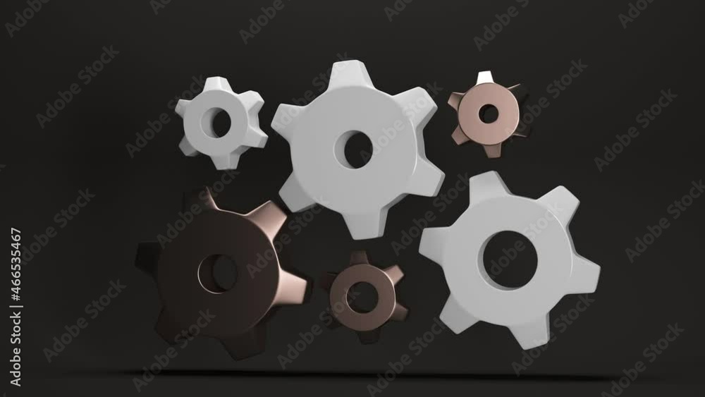 Aufkleber abstract black background with flying metal gears. minimal modern seamless motion design. abstract l