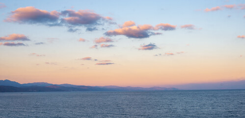 Seascape with a beautiful sunset sky.