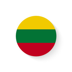 Flag of Lithuania as round glossy icon. Button with Lithuanian flag