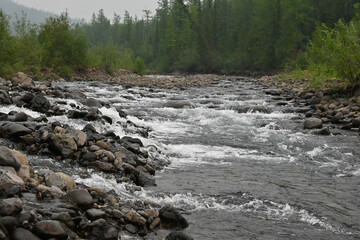 Fototapeta premium Putorana Plateau, a mountain stream.